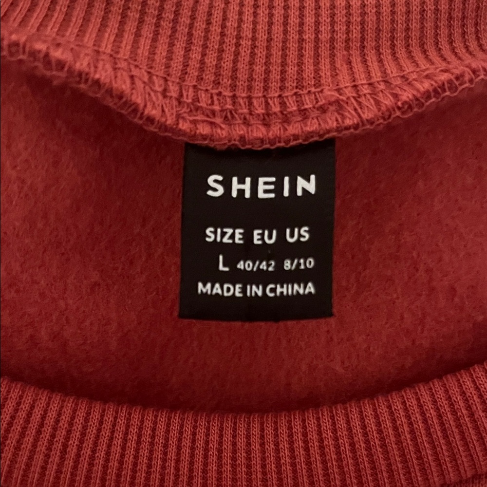 SHEIN Red Crewneck “always cold” Sweatshirt | Size L 8/10 - Picture 7 of 12